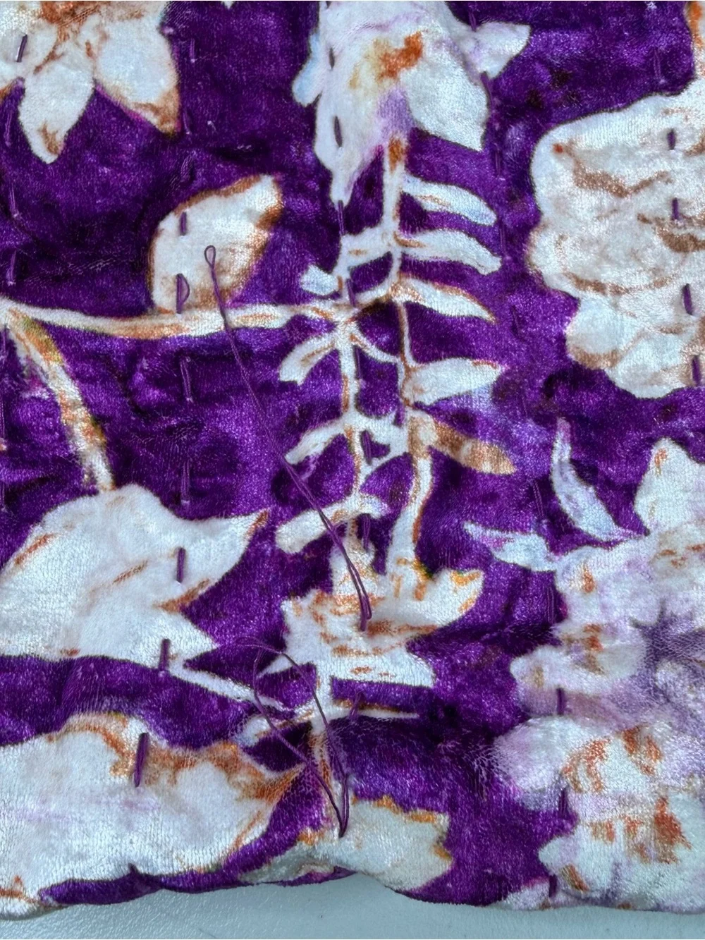 Anthropologie Valentina Velvet Purple Floral Fringe Throw Blanket 50